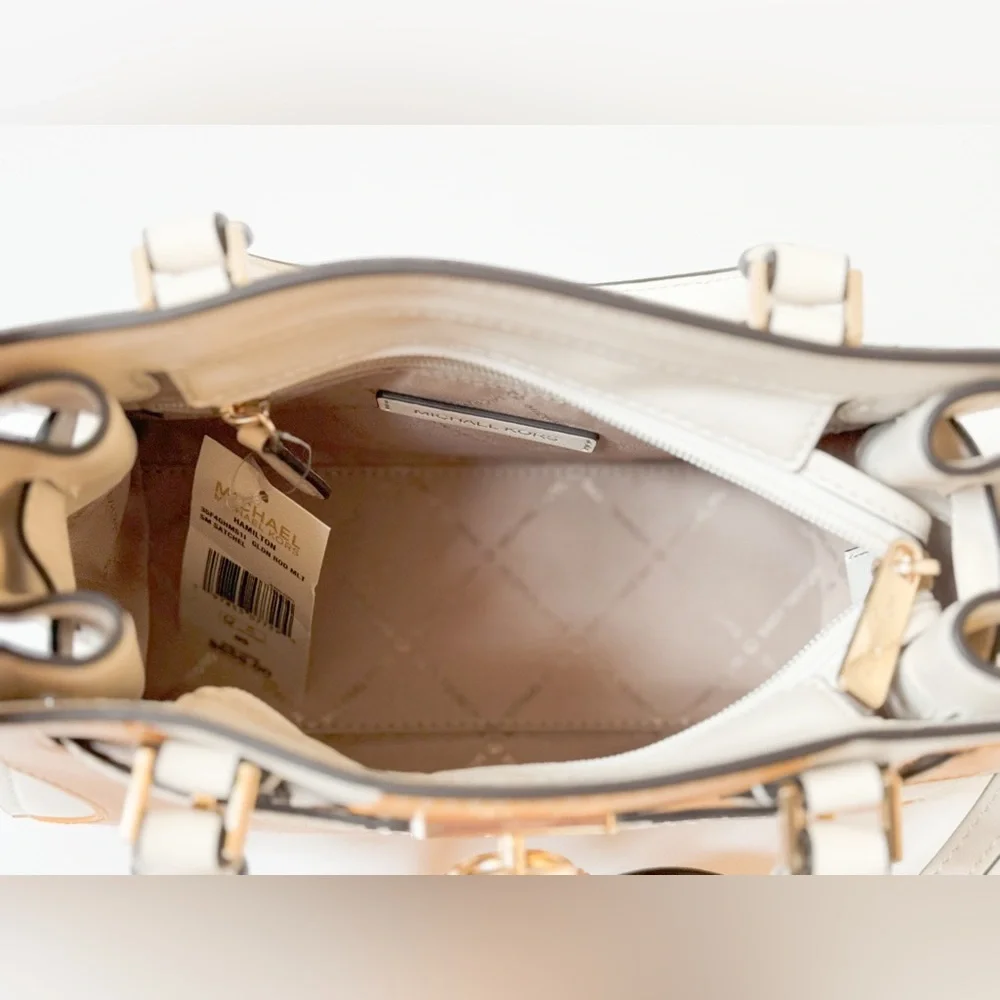 Michael Kors Hamilton Small Satchel Shoulder  Bag Graphic Logo Golden Rod Multi - Picture 10 of 15